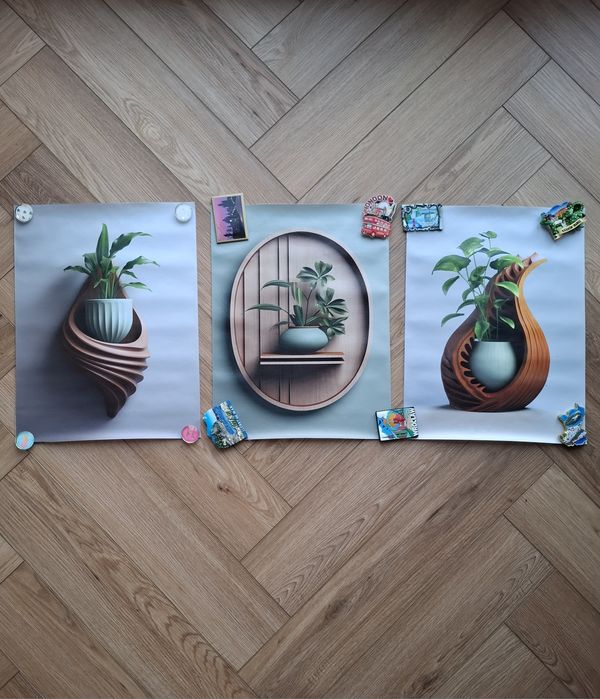 Obrazki, tryptyk, A4, nowe, na płótnie