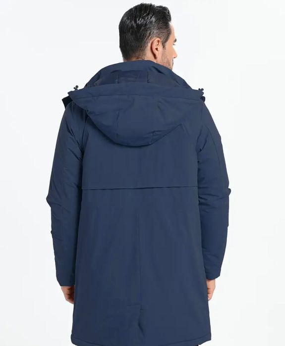 Нова Чоловіча модна  синя куртка з капюшоном - вітрозахисна тепла