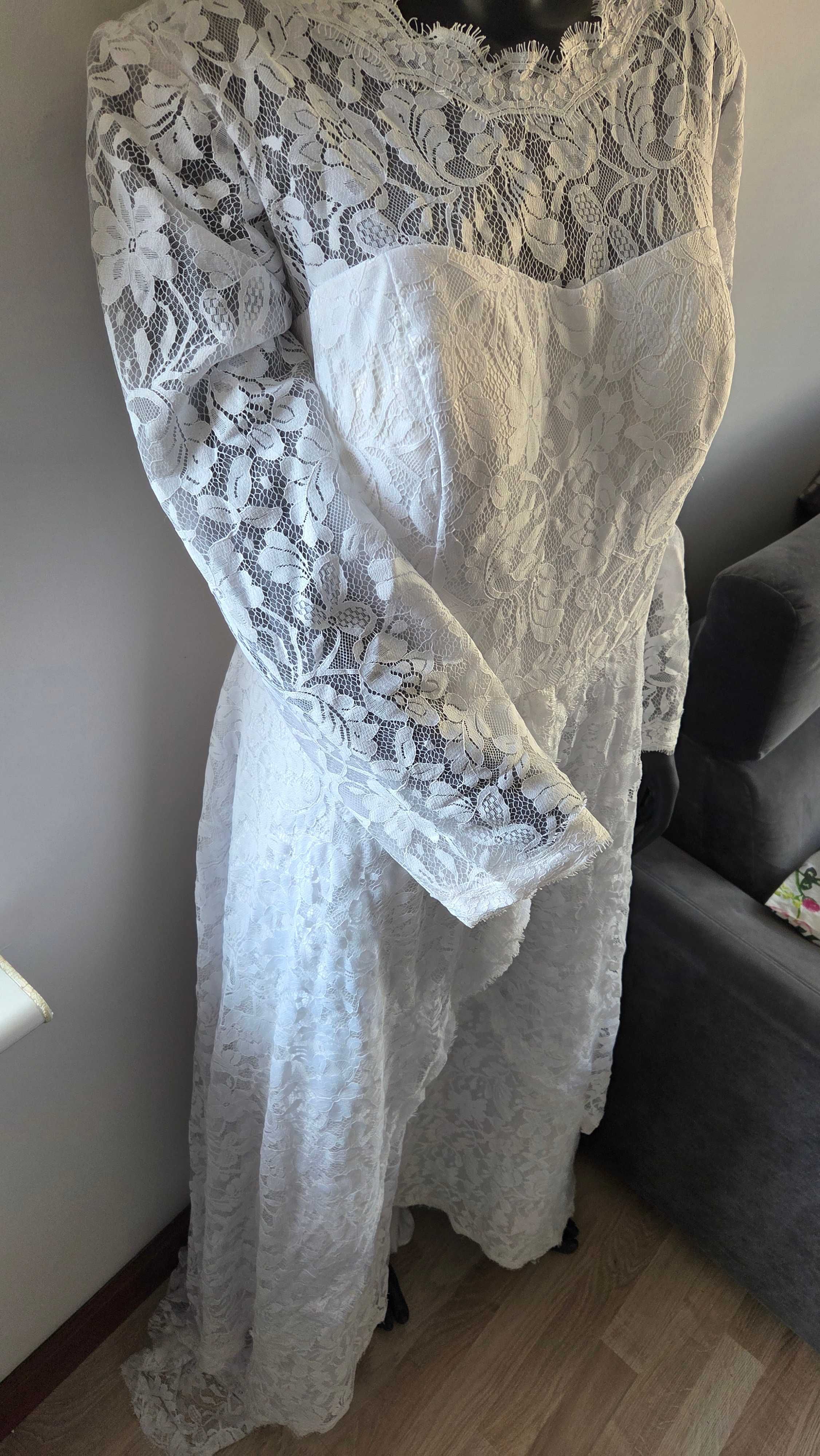 suknia ślubna plus size koronkowa duży rozmiar koronka 46
