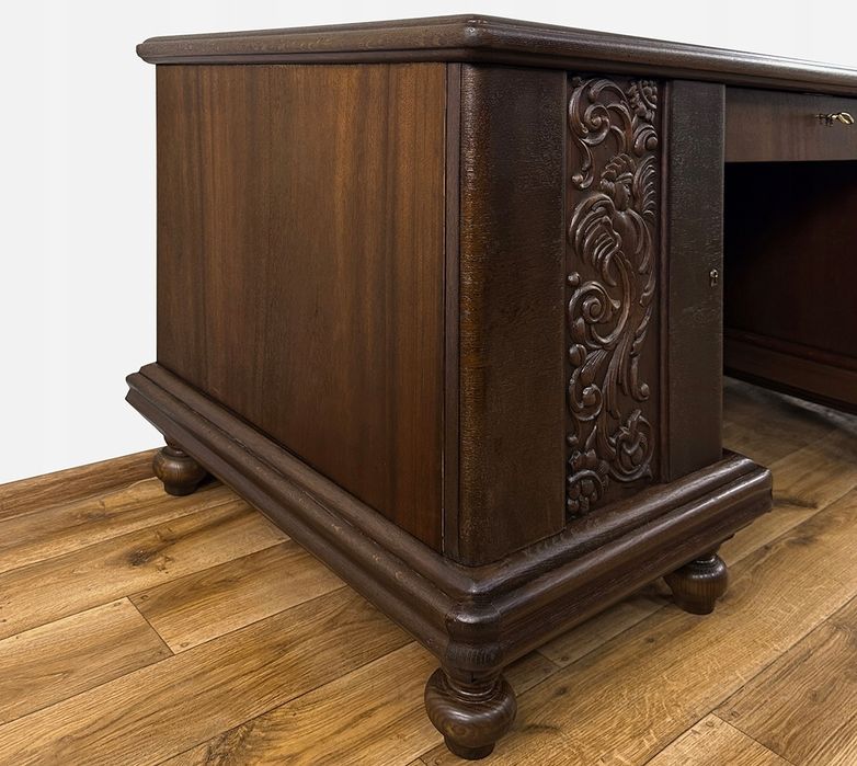 SEJF BIURKO z sejfem antyk UNIKAT rzeźbione anioły dwustronne GABINET.