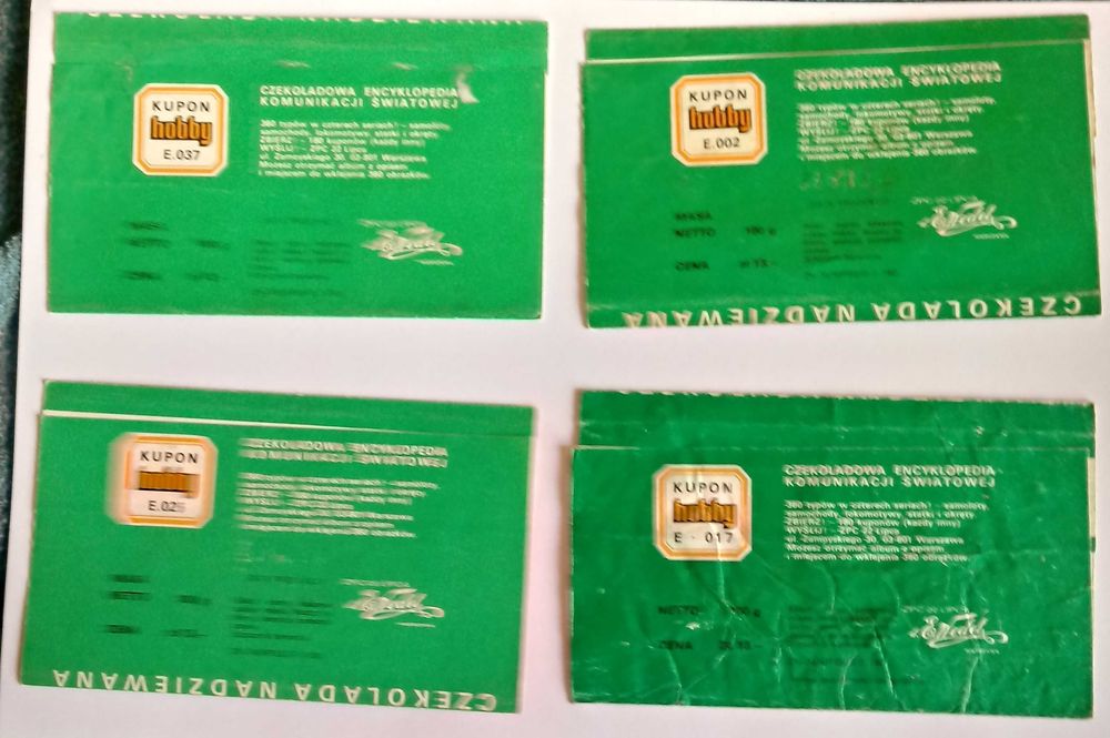 hobby wedel opakowania po czekoladach lokomotywy