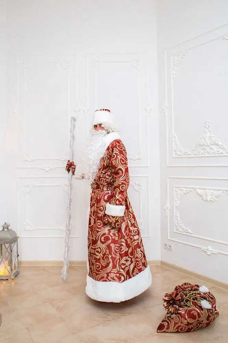 Костюм Деда Мороза красный жаккард