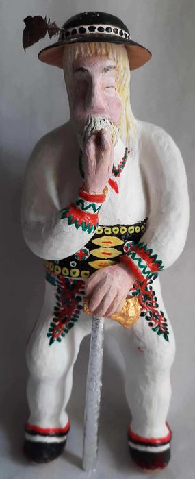 Góral z Piszczałką Rzeźba Ludowa Drewno