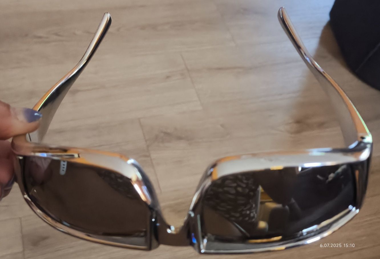 Srebrne okulary damskie przeciwsłoneczne czarne szkoła Nowe