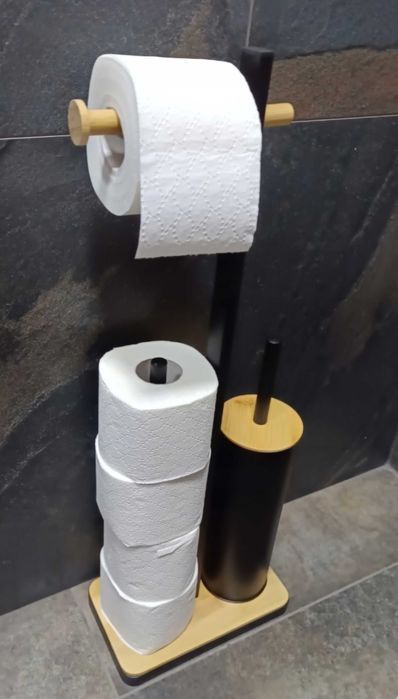 Zestaw łazienkowy 3w1 loftowy czarny z
bambusem