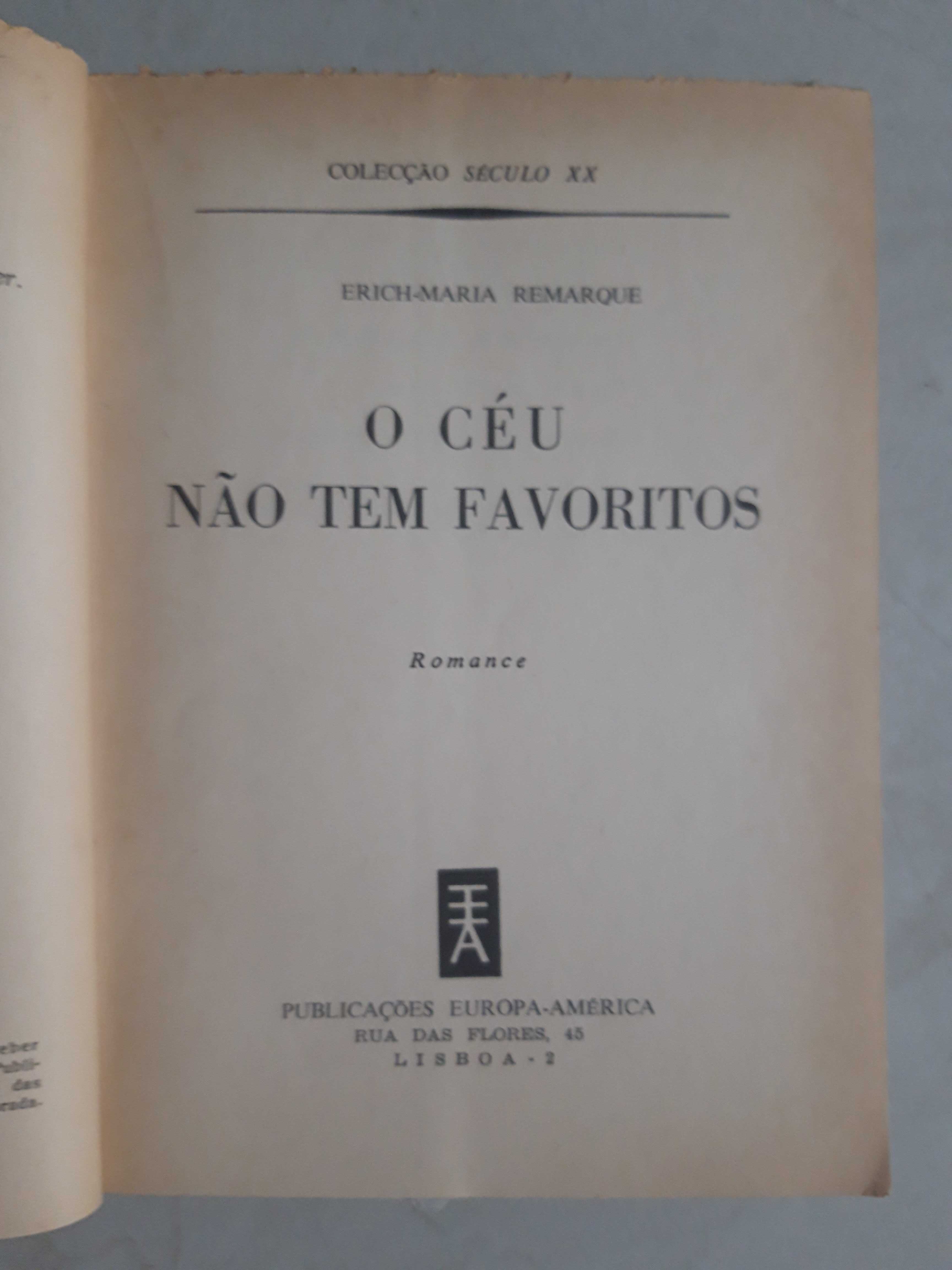 Livro PA-3 - Erich Maria Remarque - O Céu não tem Favoritos