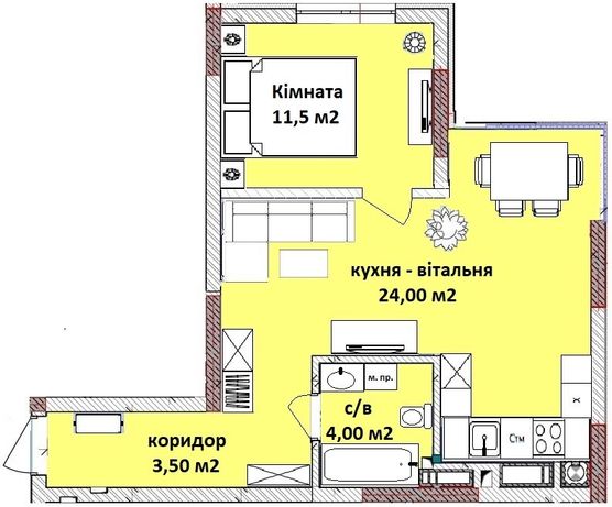 1к квартира готова,46м2 в ЖК Піонерський квартал -2