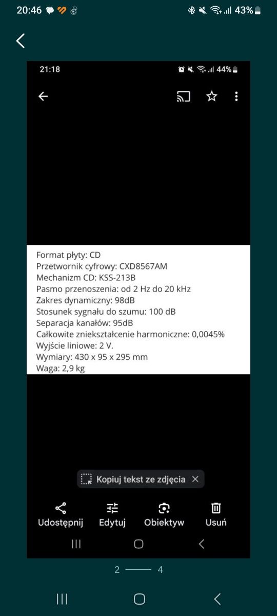 Zestaw Sony Tuner, cd,