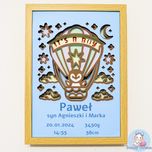 Metryczka dla dziecka w ramce 3D - prezent na chrzest, urodziny