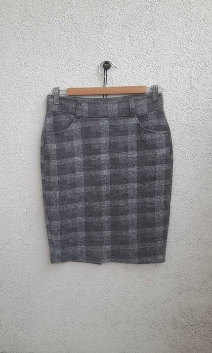Spódnica ołówkowa w szarą kratę jesień zima r.S/M Italian Fashion