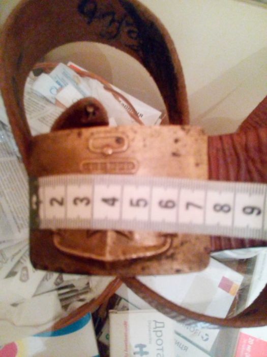 ремень мужской СССР (кожа натуральная) пряжка латунная "Морская"