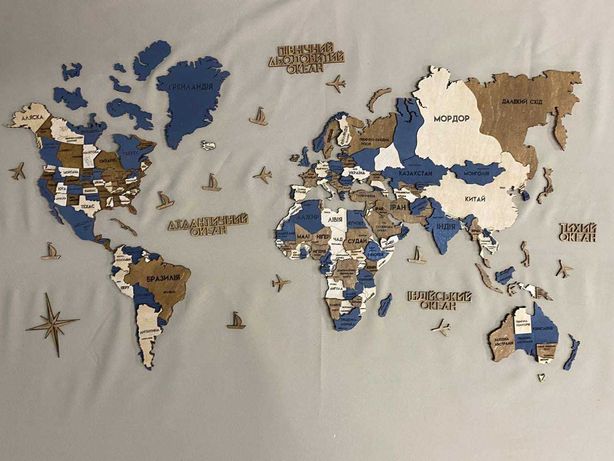 Деревянная карта мира, дерев‘яна мапа світу на стіну