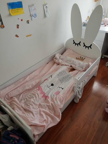 Łóżko łóżeczko dziecięce dla dziecka Króliś królik 180x85cm białe