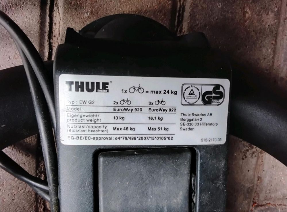 Thule 922 bagażnik na hak na 3 uchwyt rowerowy platforma odchylany