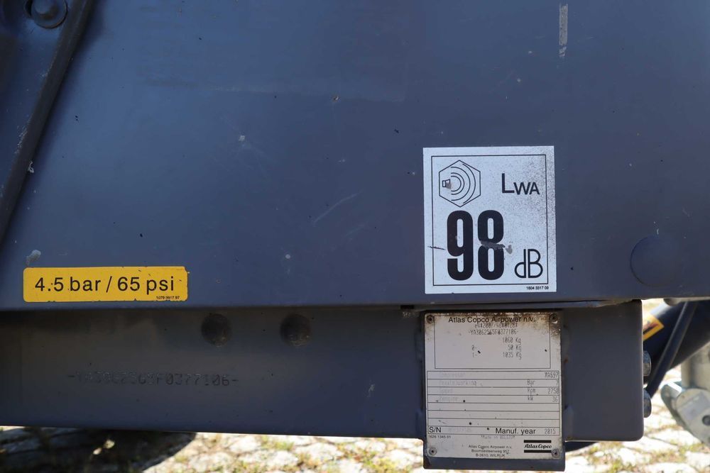 2015 Atlas Copco XAS97 Compressor de Ar Rebocável