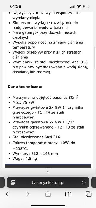 Wymienik ciepla basenowy