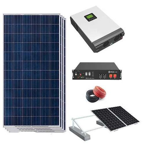 Kit Solar 48v Inversor Híbrido com bateria de lítio (7.2KW dia)