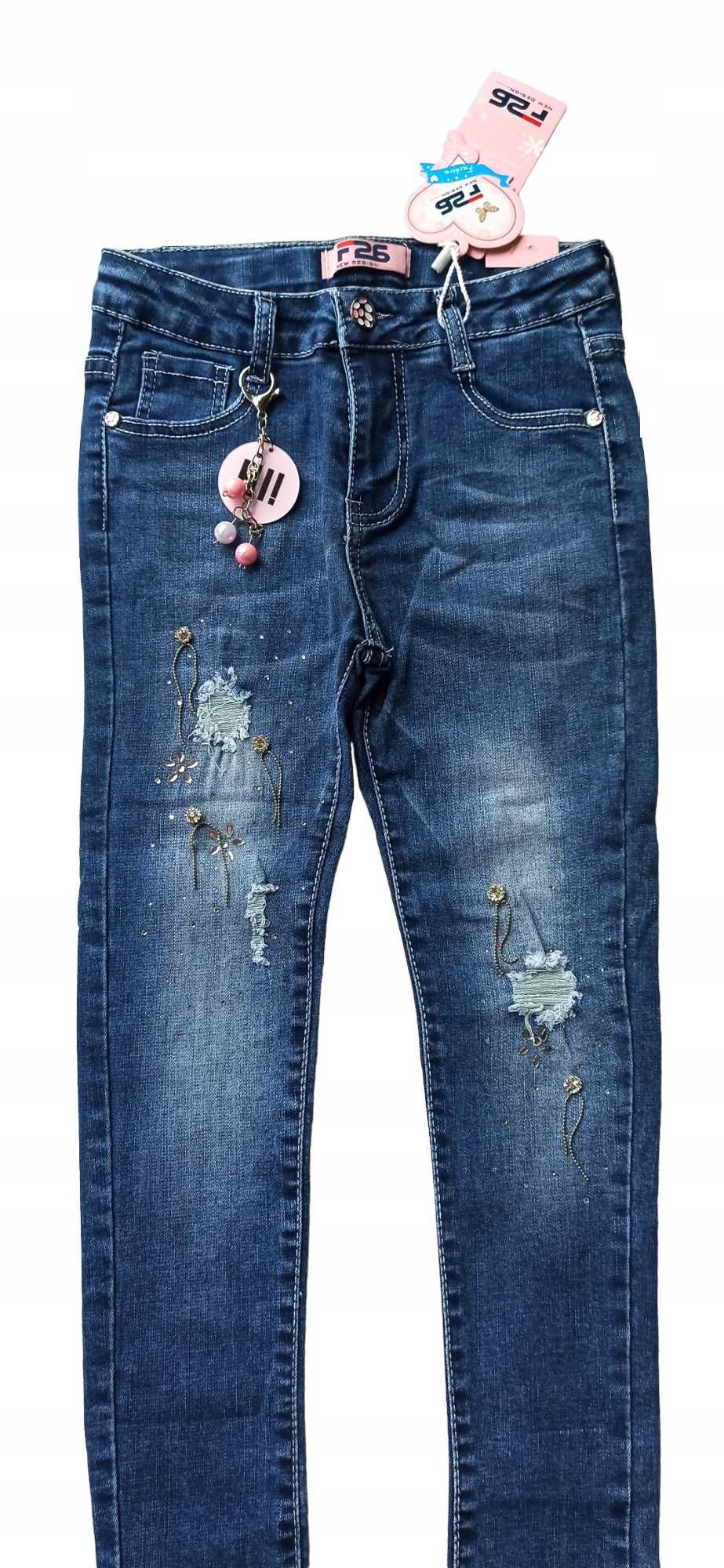 Spodnie jeans dla dziewczynki na gumce nowy 170-176