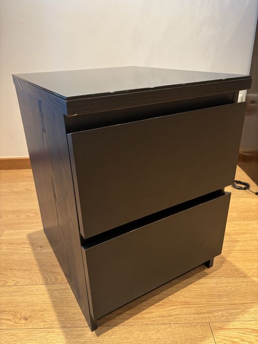 MALM mesa cabeceira c/2 gavetas, pret-cast, 40x40x55 cm