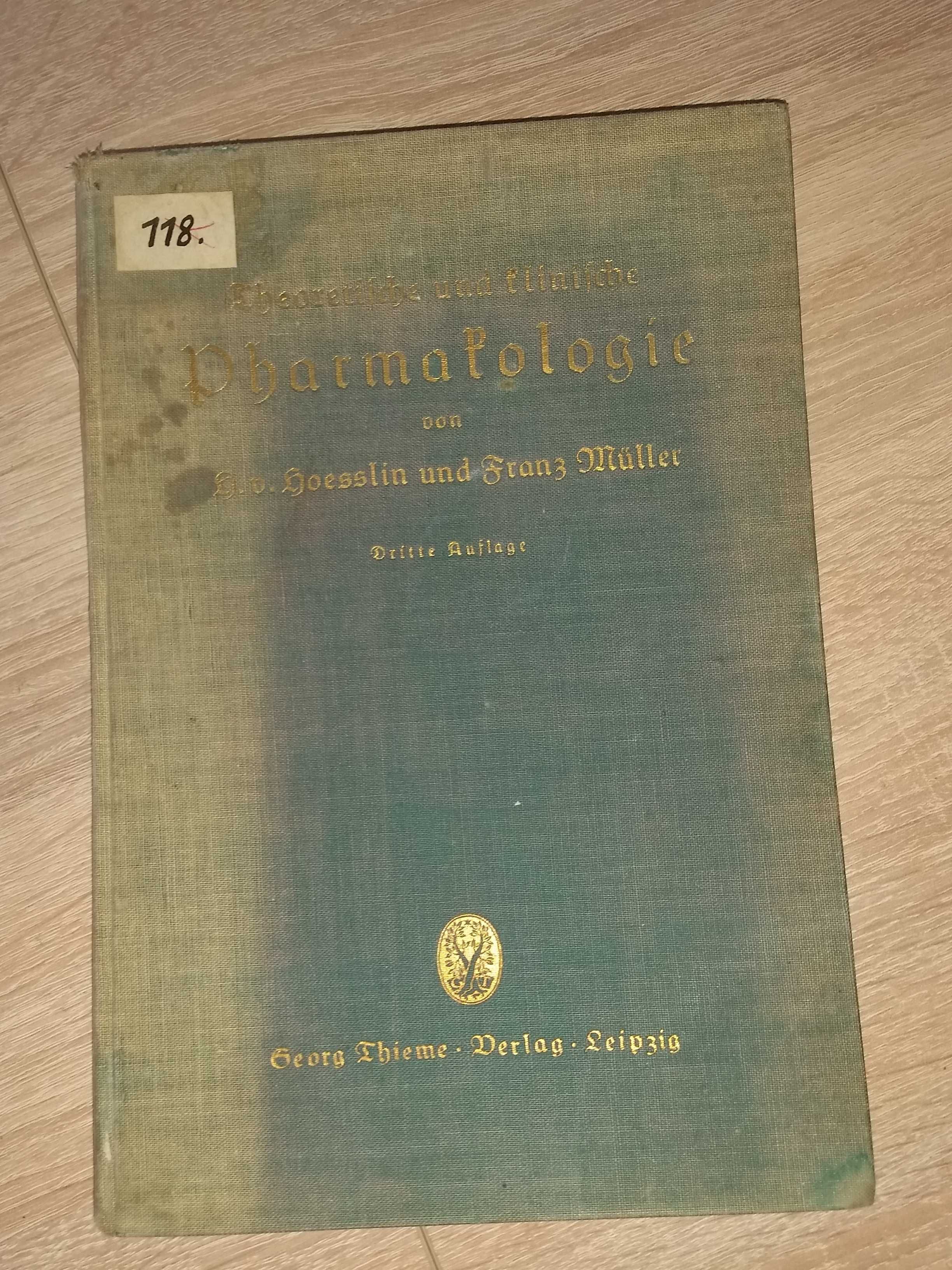 Farmakologia Pharmakologie 1929 unikat książka przedwojenna antyk