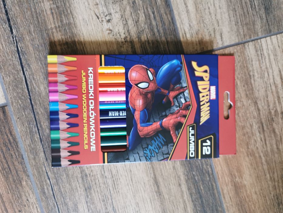 Kredki Jumbo 12 kolorów z motywem Spiderman nowe