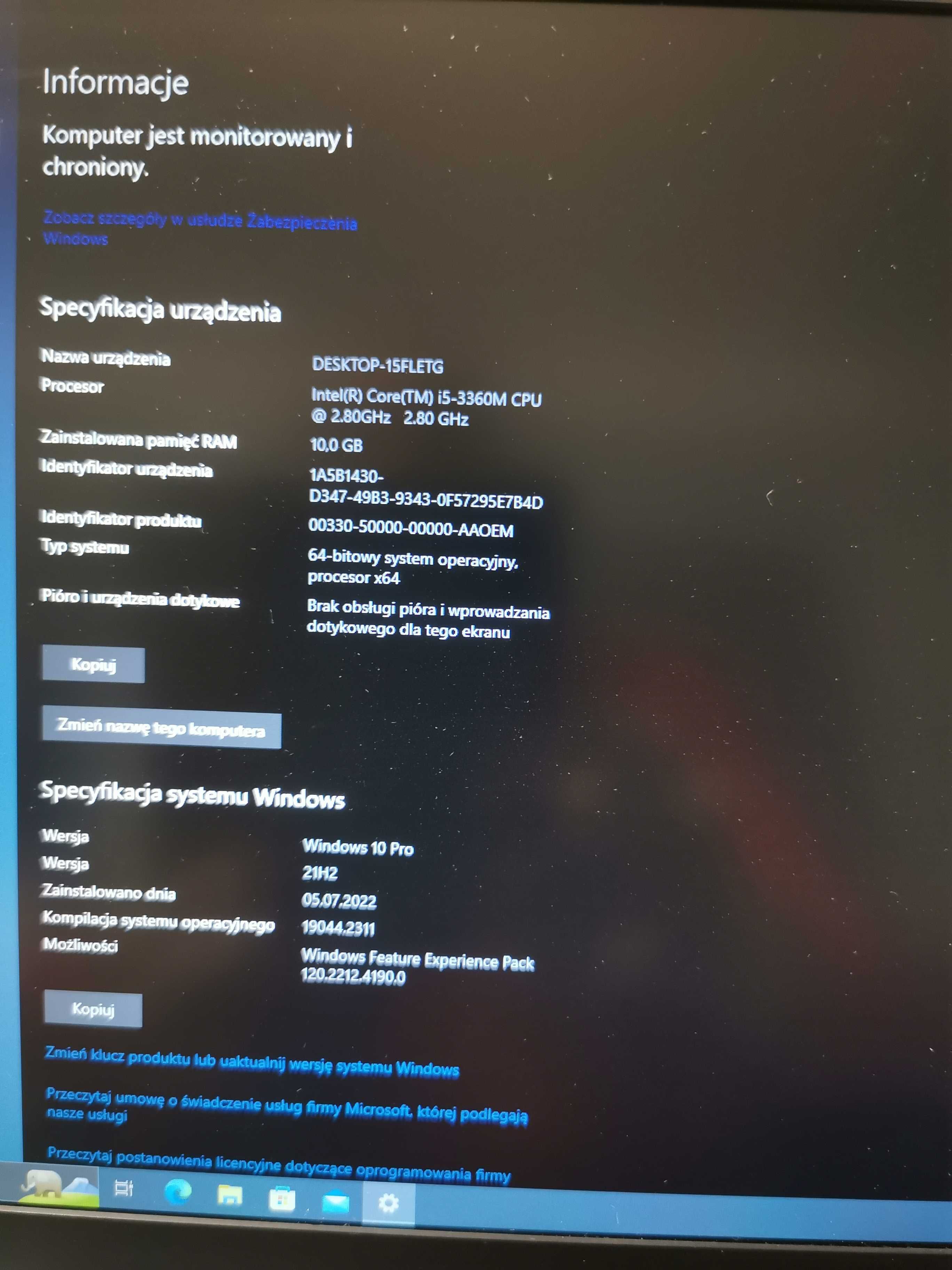 HP EliteBook 8570w Win10 Pro + Office 2019 dysk SSD 256GB