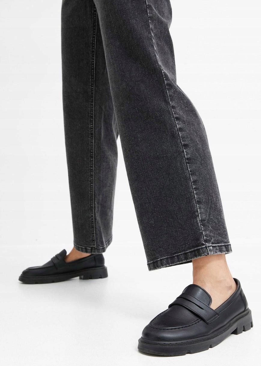 B.P.C jeansy 7/8 czarne szerokie ^46