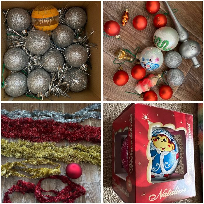 Ящик ялинкових прикрас 34 одиниці  / новорічних іграшок