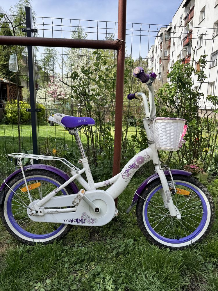 Rower dzieciecy dla dziewczynki z koszyczkiem rozmiar 16”