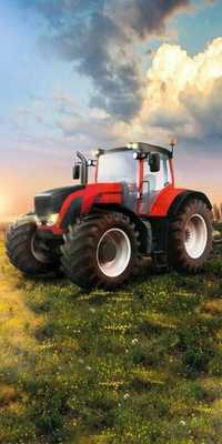 Ręcznik plażowy 70x140 Traktor czerwony pole wieś