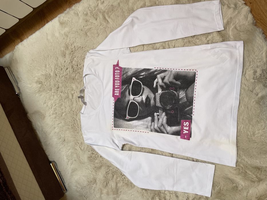 Nowa bluzka z długim rękawem biała