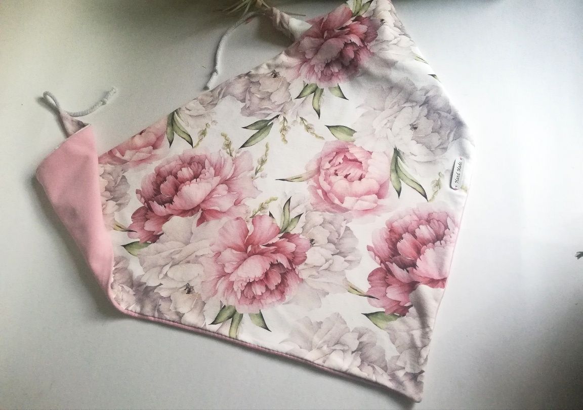 Chusta i opaska damska peonie handmade