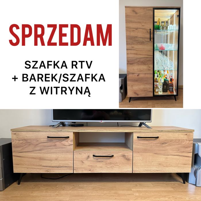 Barek z witryną + szafka RTV