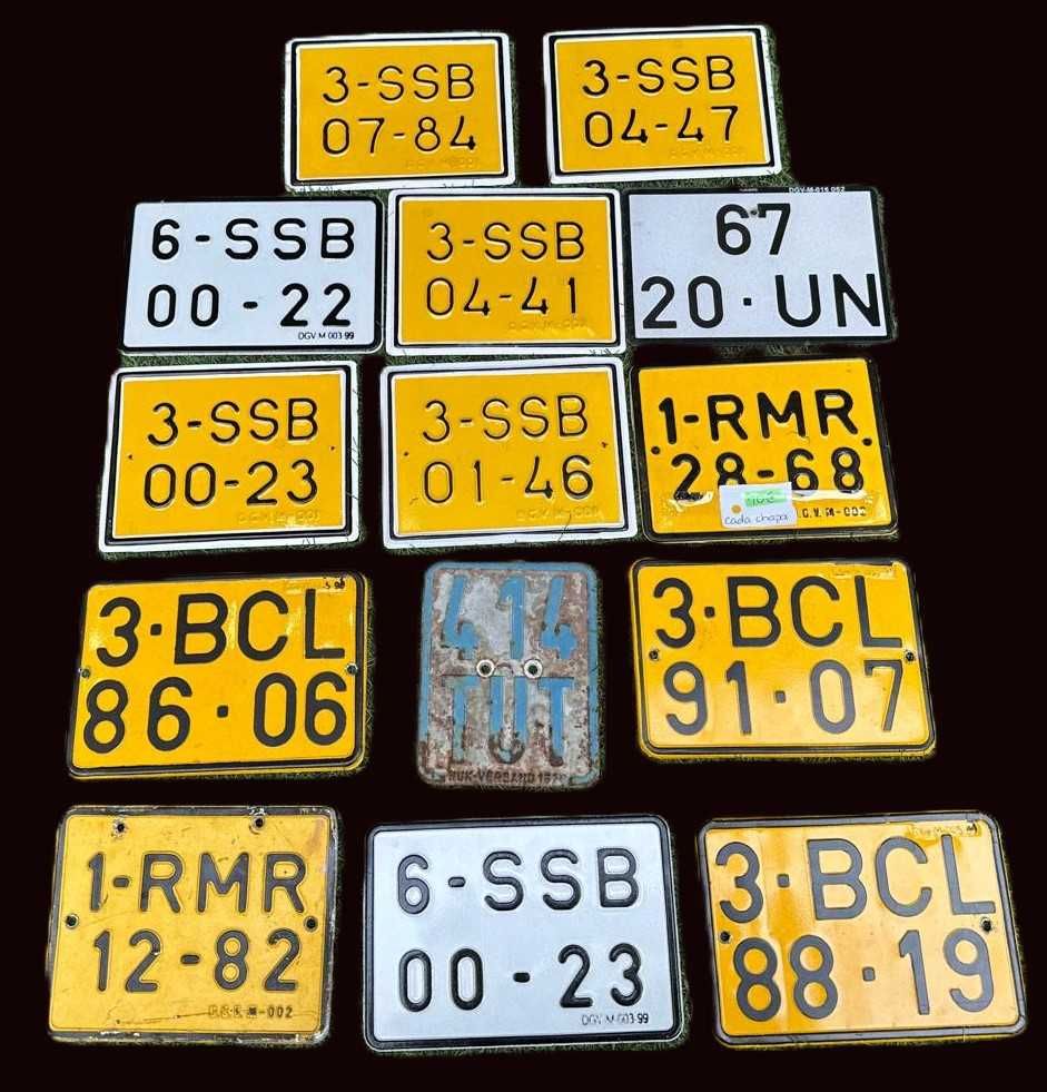 Chapas de matricula antigas, motorizadas e bicicletas