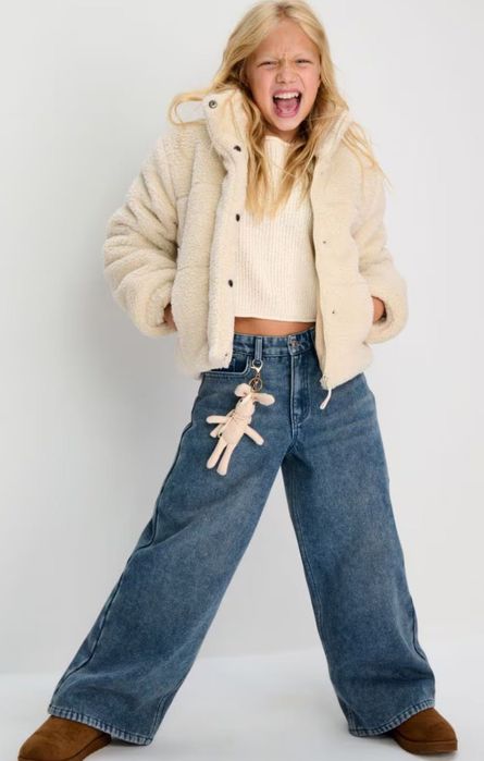 Джинси на флісі 146 152 158 широкі wide leg утеплені джинси