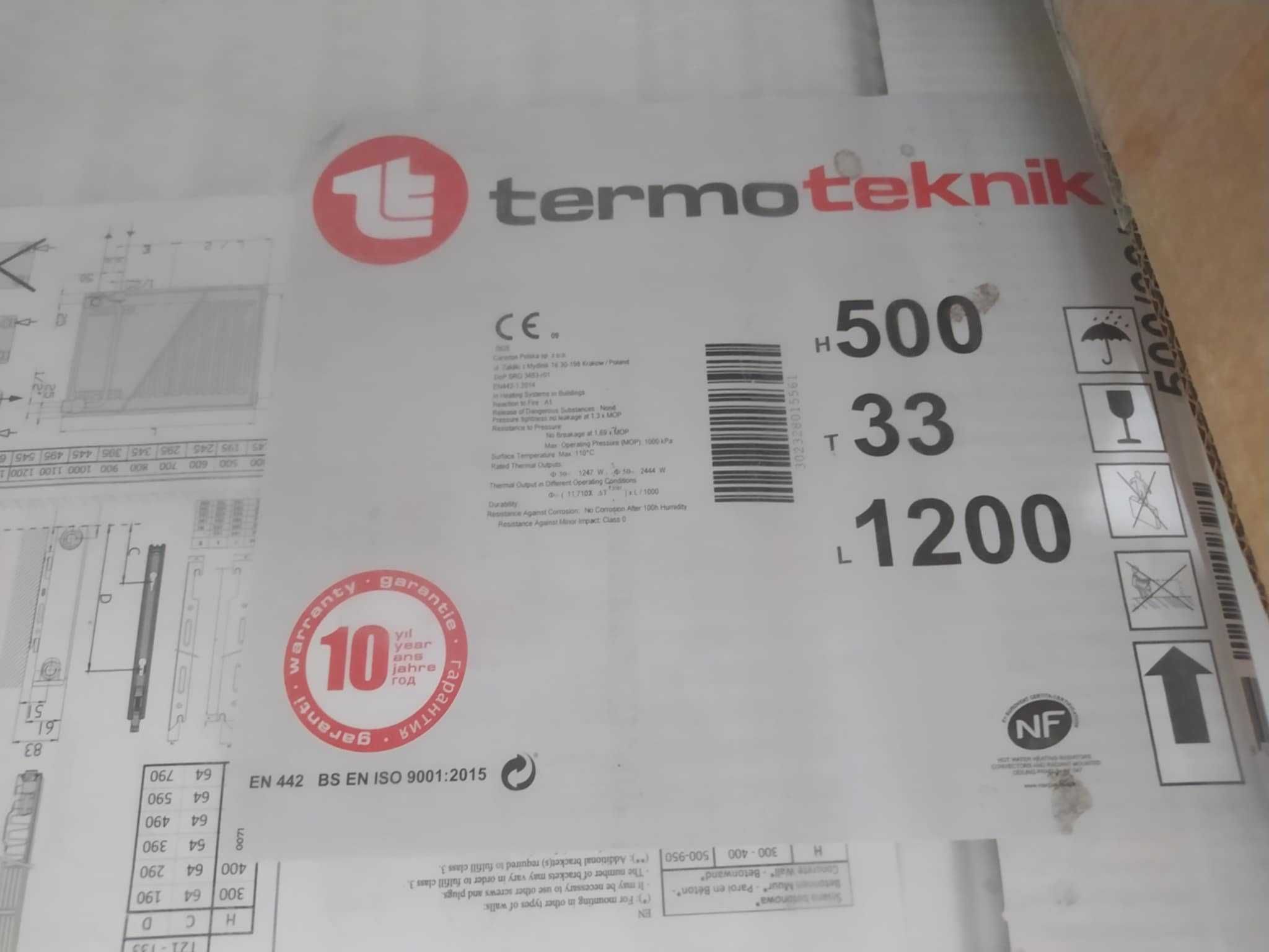 Grzejnik TERMOTEKNIK V33 500x1200 podłączenie dolne