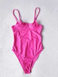 Jednoczęściowy strój kąpielowy fuksja Boohoo różowy strój kąpielowy S