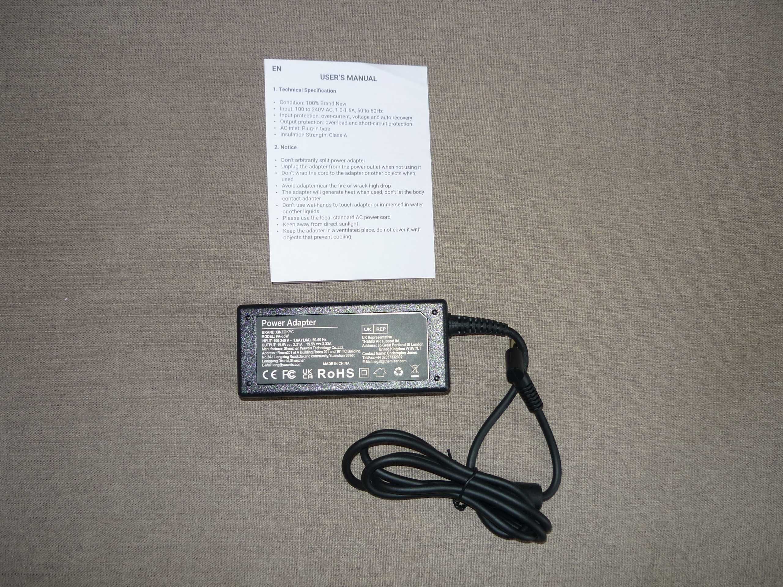 Zasilacz sieciowy AC Adapter do laptopa PA-65W