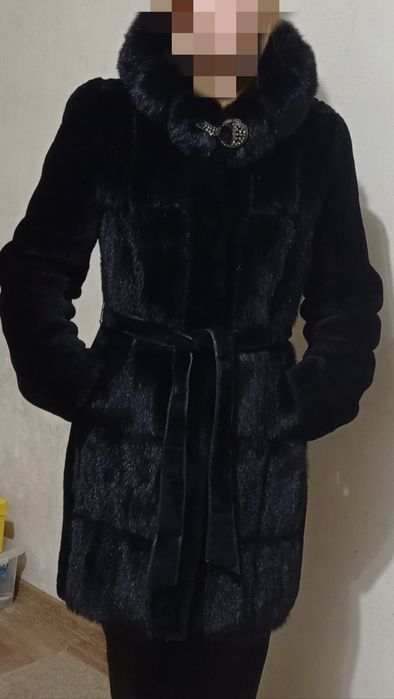 Шуба из натурального меха норки и мутона