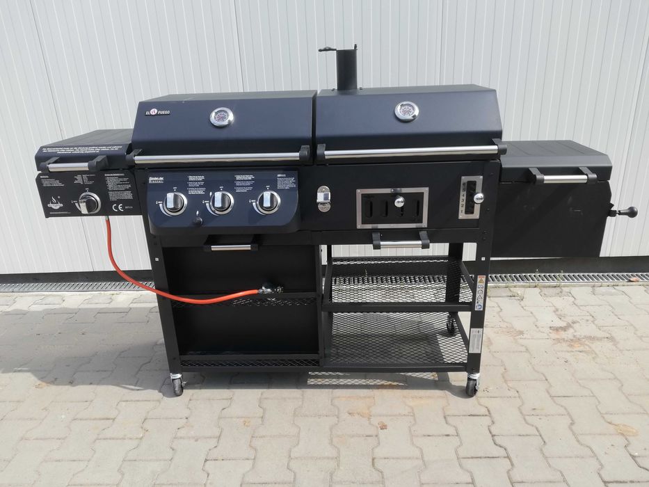 NOWY Grill Gazowo-Węglowy z Wędzarką EL FUEGO ARIZONA SOLIDNY ! ŻELIWO