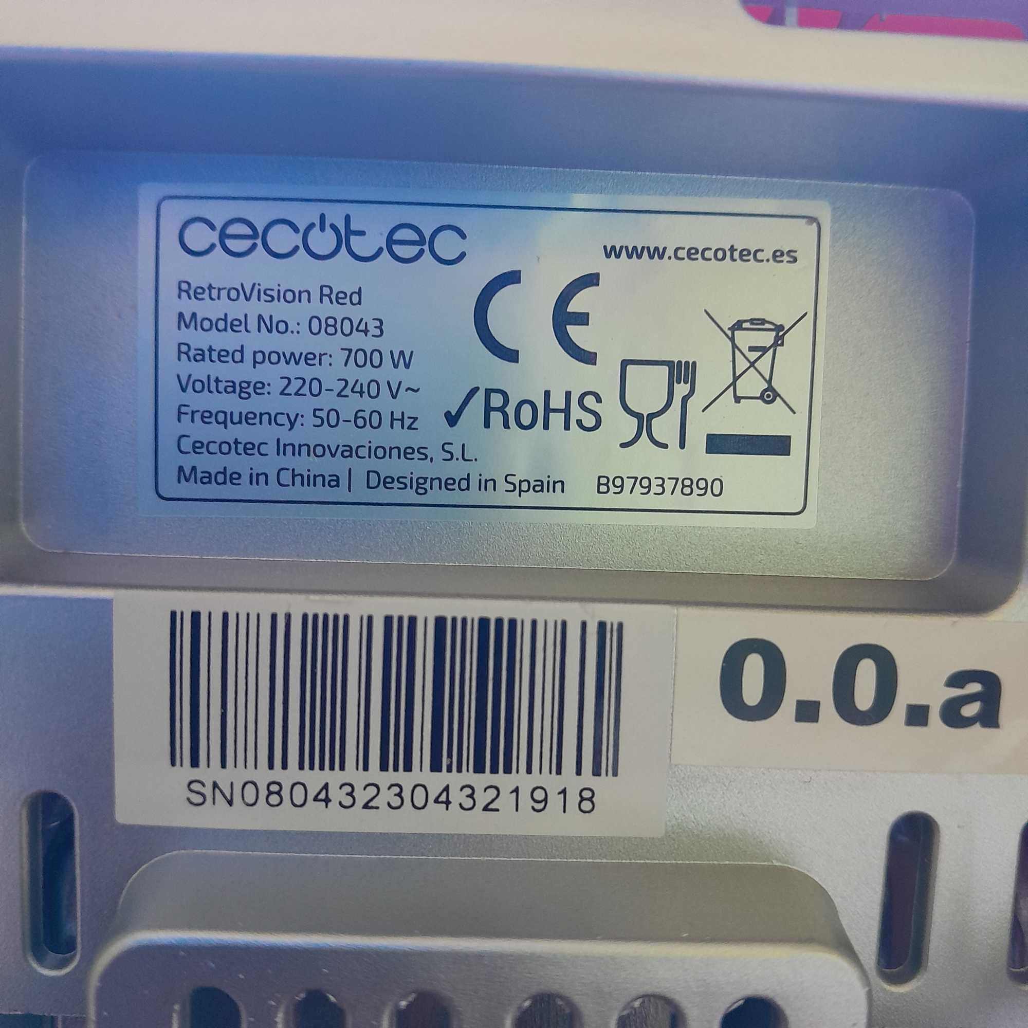 Cecotec Toster pionowy RetroVision Red