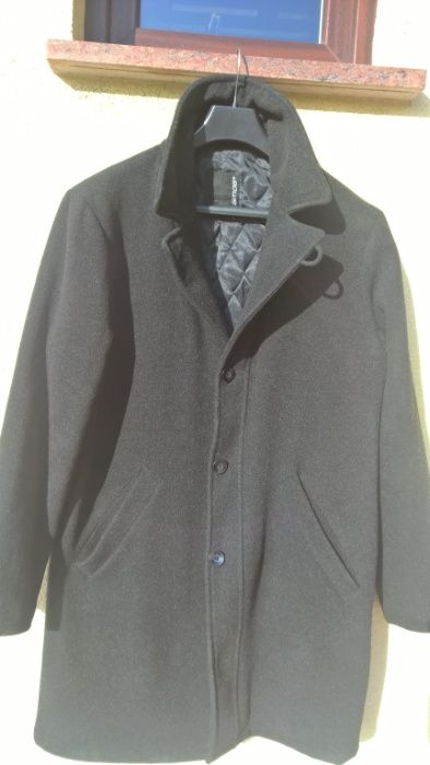 płaszcz męski SMOG L/XL czarny krótki wełna