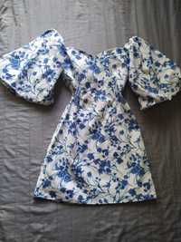 Льняне плаття з рукавами буфами