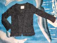 Sweter bluza kardigan czarna, nie zapinana tzw. włochacz r.128