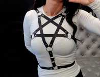 Czarny skórzany Harness pentagram Killstar punk rock metal Alternative
