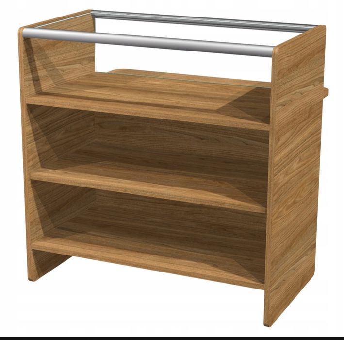 Lada Sklepowa Sprzedażowa ze Szklanym Blatem Przeszklona z Półką