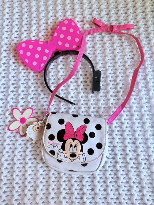 Disney torba na ramię Minnie Mouse z błyszczącą kokardką & opaska
