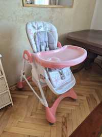 Krzesełko do karmienia baby mix, różowe składane kosz na zabawki