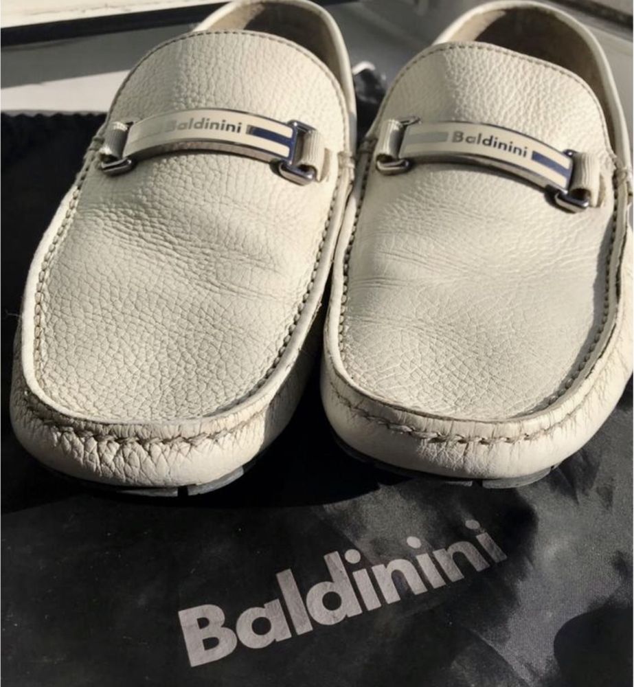 Baldinini кожаные мокасины белые, размер 42 (Zilli, Moreschi)