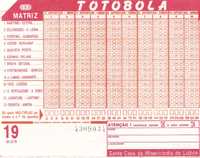 Totobola - Bilhete do concurso 19, de 30/12/1979 - Com capicua